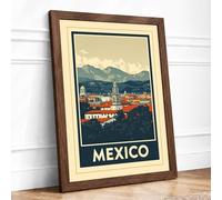 Postcard from Mexico Vintage Framed Wall Art Print A3 (42×29.7cm) Walnut, Wall Decor for Living Room, Bedroom, Office & Home, Ready to Hang, Art Gift