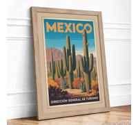 Postcard from Mexico Vintage Framed Wall Art Print A4 (29.7×21cm) Oak,
