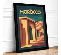 Postcard from Morocco Vintage Framed Wall Art Print A2 Black | Ready to Hang, Premium Gi Paper, Fade-Resistant Inks, Securely Packaged, UK Made