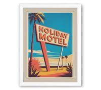 Postcard from Motel Vintage Framed Wall Art Print A3 (42×29.7cm) White, Wall Decor for Living Room, Bedroom, Office & Home, Ready to Hang, Art Gift
