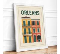 Postcard from New Orleans Vintage Framed Wall Art Print A4 (29.7×21cm) White, Wall Decor for Living Room, Bedroom, Office & Home, Ready to Hang, Art Gift