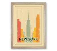 Postcard from New York Art Deco Framed Wall Art Print A1 (84.1×59.4cm) Oak, Wall Decor for Living Room, Bedroom, Office & Home, Ready to Hang, Art Gift