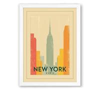 Postcard from New York Art Deco Framed Wall Art Print A1 (84.1×59.4cm) White, Wall Decor for Living Room, Bedroom, Office & Home, Ready to Hang, Art Gift