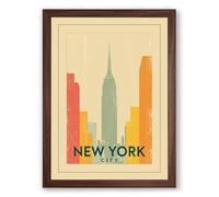 Postcard from New York Art Deco Framed Wall Art Print A3 (42×29.7cm) Walnut, Wall Decor for Living Room, Bedroom, Office & Home, Ready to Hang, Art Gift