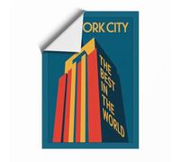 Postcard from New York Art Deco Unframed Wall Art Print A4 (29.7×21cm), Wall Decor for Living Room, Bedroom, Office & Home, Art Gift