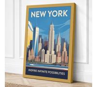 Postcard from New York Canvas Wall Art Print 24x16 Inch