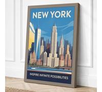 Postcard from New York Canvas Wall Art Print 36x24 Inch