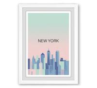 Postcard from New York Modern Framed Wall Art Print A2 (59.4×42cm) White, Wall Decor for Living Room, Bedroom, Office & Home, Ready to Hang, Art Gift