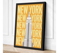 Postcard from New York Retro Canvas Wall Art Print 24x16 Inch