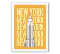 Postcard from New York Retro Framed Wall Art Print A3 (42×29.7cm) White, Wall Decor for Living Room, Bedroom, Office & Home, Ready to Hang, Art Gift