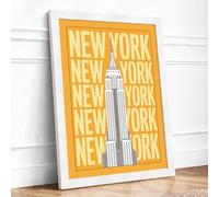 Postcard from New York Retro Framed Wall Art Print A3 White