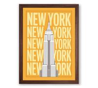Postcard from New York Retro Framed Wall Art Print A4 (29.7×21cm) Walnut, Wall Decor for Living Room, Bedroom, Office & Home, Ready to Hang, Art Gift