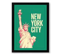 Postcard from New York Vintage Framed Wall Art Print A2 (59.4×42cm) Black, Wall Decor for Living Room, Bedroom, Office & Home, Ready to Hang, Art Gift