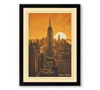 Postcard from New York Vintage Framed Wall Art Print A3 (42×29.7cm) Black, Wall Decor for Living Room, Bedroom, Office & Home, Ready to Hang, Art Gift