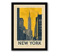 Postcard from New York Vintage Framed Wall Art Print A3 (42×29.7cm) Black, Wall Decor for Living Room, Bedroom, Office & Home, Ready to Hang, Art Gift