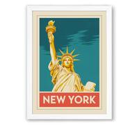 Postcard from New York Vintage Framed Wall Art Print A3 (42×29.7cm) White, Wall Decor for Living Room, Bedroom, Office & Home, Ready to Hang, Art Gift
