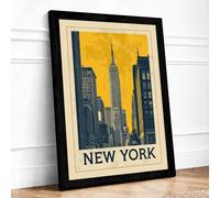 Postcard from New York Vintage Framed Wall Art Print A3 Black