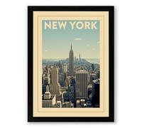 Postcard from New York Vintage Framed Wall Art Print A4 (29.7×21cm) Black, Wall Decor for Living Room, Bedroom, Office & Home, Ready to Hang, Art Gift
