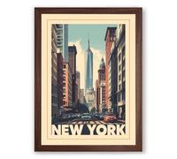 Postcard from New York Vintage Framed Wall Art Print A4 (29.7×21cm) Walnut, Wall Decor for Living Room, Bedroom, Office & Home, Ready to Hang, Art Gift