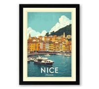 Postcard from Nice Vintage Framed Wall Art Print A3 (42×29.7cm) Black, Wall Decor for Living Room, Bedroom, Office & Home, Ready to Hang, Art Gift