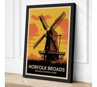Postcard from Norfolk Broads Canvas Wall Art Print 18x12 Inch