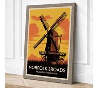 Postcard from Norfolk Broads Canvas Wall Art Print 30x20 Inch