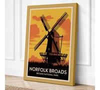 Postcard from Norfolk Broads Canvas Wall Art Print 36x24 Inch