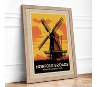 Postcard from Norfolk Broads Vintage Framed Wall Art Print A2 (59.4×42cm)