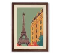 Postcard from Paris Art Deco Framed Wall Art Print A1 (84.1×59.4cm) Walnut, Wall Decor for Living Room, Bedroom, Office & Home, Ready to Hang, Art Gift