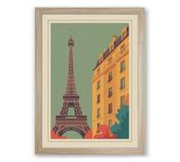 Postcard from Paris Art Deco Framed Wall Art Print A2 (59.4×42cm) Oak, Wall Decor for Living Room, Bedroom, Office & Home, Ready to Hang, Art Gift