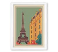 Postcard from Paris Art Deco Framed Wall Art Print A2 (59.4×42cm) White, Wall Decor for Living Room, Bedroom, Office & Home, Ready to Hang, Art Gift