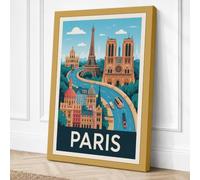 Postcard from Paris Vintage Canvas Wall Art Print 18x12 Inch