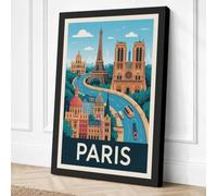 Postcard from Paris Vintage Canvas Wall Art Print 30x20 Inch