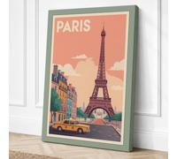 Postcard from Paris Vintage Canvas Wall Art Print 36x24 Inch