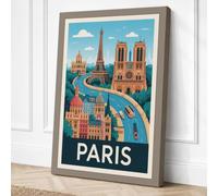 Postcard from Paris Vintage Canvas Wall Art Print 36x24 Inch