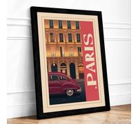 Postcard from Paris Vintage Framed Wall Art Print A1 Black