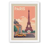 Postcard from Paris Vintage Framed Wall Art Print A2 (59.4×42cm) White, Wall Decor for Living Room, Bedroom, Office & Home, Ready to Hang, Art Gift