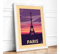 Postcard from Paris Vintage Framed Wall Art Print A2 (59.4×42cm) White, Wall Decor for Living Room, Bedroom, Office & Home, Ready to Hang, Art Gift