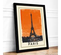 Postcard from Paris Vintage Framed Wall Art Print A2 Black