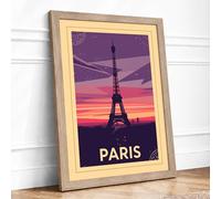 Postcard from Paris Vintage Framed Wall Art Print A2 Oak
