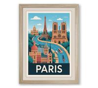 Postcard from Paris Vintage Framed Wall Art Print A3 (42×29.7cm) Oak, Wall Decor for Living Room, Bedroom, Office & Home, Ready to Hang, Art Gift