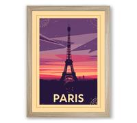 Postcard from Paris Vintage Framed Wall Art Print A4 (29.7×21cm) Oak, Wall Decor for Living Room, Bedroom, Office & Home, Ready to Hang, Art Gift