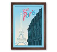 Postcard from Paris Vintage Framed Wall Art Print A4 (29.7×21cm) Walnut, Wall Decor for Living Room, Bedroom, Office & Home, Ready to Hang, Art Gift