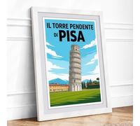 Postcard from Pisa Vintage Framed Wall Art Print A1 White Frame