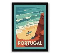 Postcard from Portugal Vintage Framed Wall Art Print A1 (84.1×59.4cm) Black, Wall Decor for Living Room, Bedroom, Office & Home, Ready to Hang, Art Gift