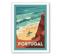 Postcard from Portugal Vintage Framed Wall Art Print A2 (59.4×42cm) White, Wall Decor for Living Room, Bedroom, Office & Home, Ready to Hang, Art Gift