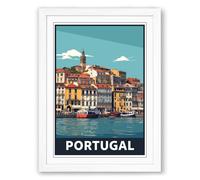Postcard from Portugal Vintage Framed Wall Art Print A3 (42×29.7cm) White, Wall Decor for Living Room, Bedroom, Office & Home, Ready to Hang, Art Gift
