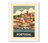 Postcard from Portugal Vintage Framed Wall Art Print A4 (29.7×21cm) White, Wall Decor for Living Room, Bedroom, Office & Home, Ready to Hang, Art Gift
