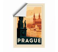 Postcard from Prague Vintage Unframed Wall Art Print A1 (84.1×59.4cm), Wall Decor for Living Room, Bedroom, Office & Home, Art Gift