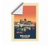 Postcard from Prague Vintage Unframed Wall Art Print A1 (84.1×59.4cm), Wall Decor for Living Room, Bedroom, Office & Home, Art Gift